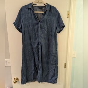 J Jill Denim Ladies Chambray Shirt Dress Size Large TALL